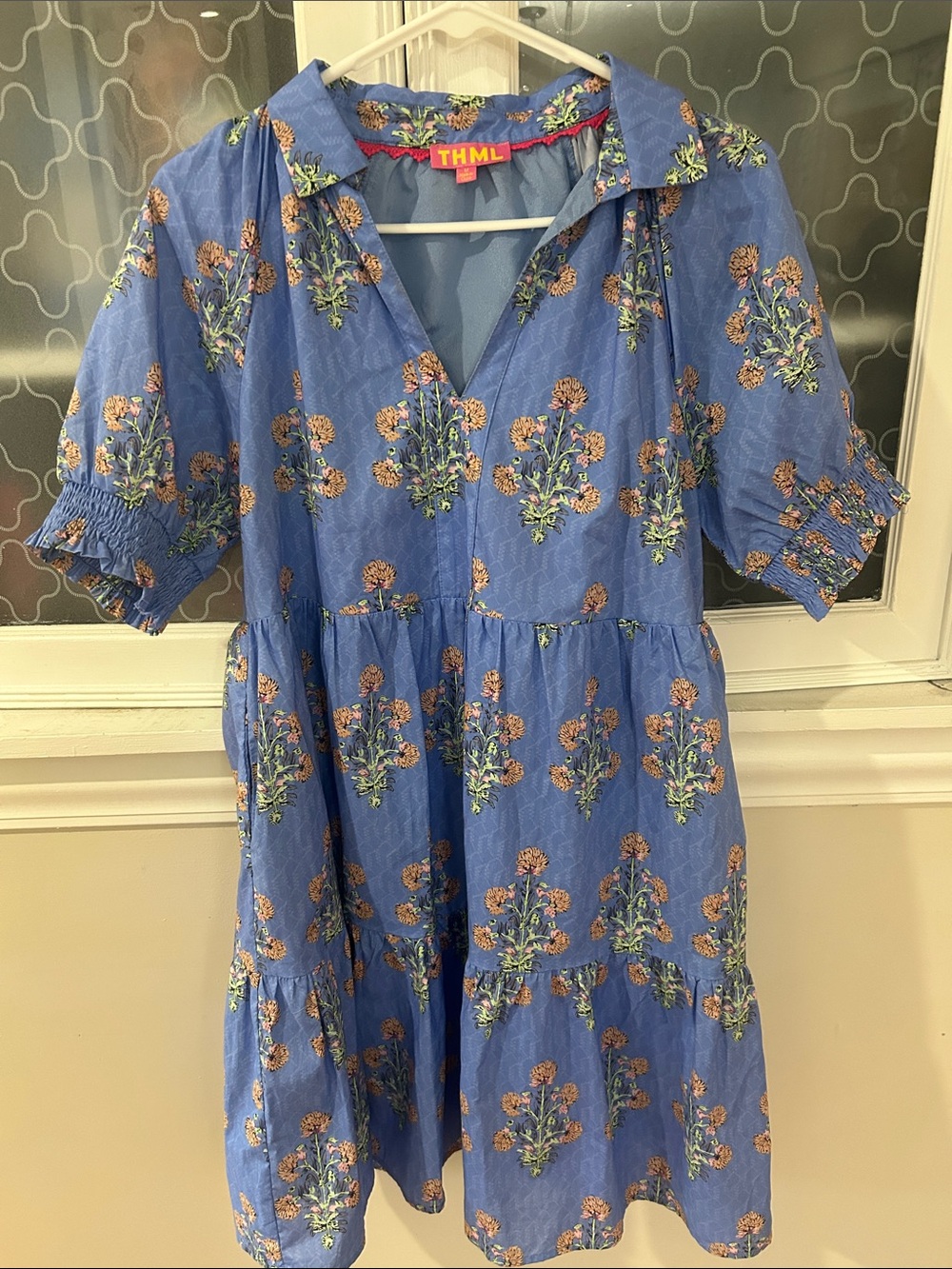 THML Blue Floral Tiered Dress